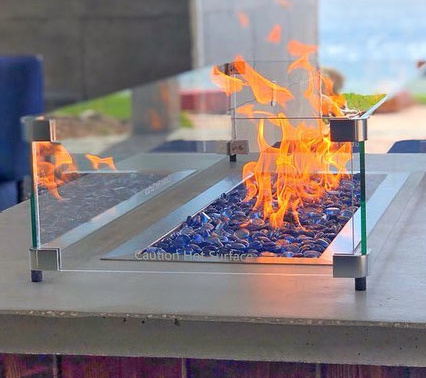 american fire glass flame guard on fire pit